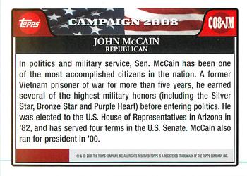 2008 Topps - Campaign 2008 Gold #C08-JM John McCain Back