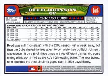 2008 Topps - Chicago Cubs #1 Reed Johnson Back