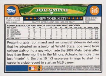 2008 Topps - New York Mets #5 Joe Smith Back