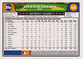 2008 Topps - Detroit Tigers #4 Ryan Raburn Back