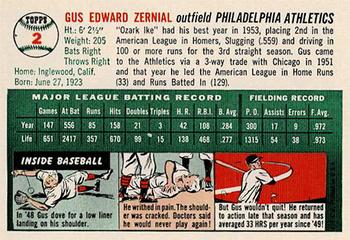 1954 Topps Sports Illustrated #2 Gus Zernial Back