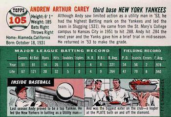 1954 Topps Sports Illustrated #105 Andy Carey Back
