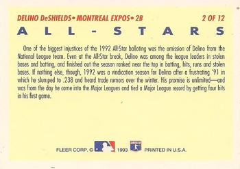1993 Fleer - All-Stars (Series One National League) #2 Delino DeShields Back