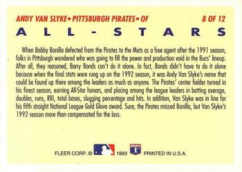 1993 Fleer - All-Stars (Series One National League) #8 Andy Van Slyke Back