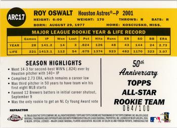 2008 Topps Chrome - 50th Anniversary All Rookie Team Copper Refractors #ARC17 Roy Oswalt Back