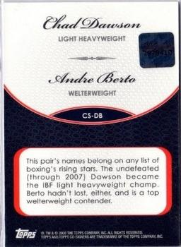 2008 Topps Co-Signers - Dual Autographs #CS-DB Chad Dawson / Andre Berto Back