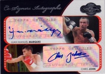 2008 Topps Co-Signers - Dual Autographs #CS-MMJ Juan Manuel Marquez / Chris John Front