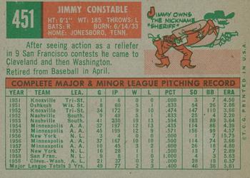 2008 Topps Heritage - 50th Anniversary Buybacks #451 Jimmy Constable Back