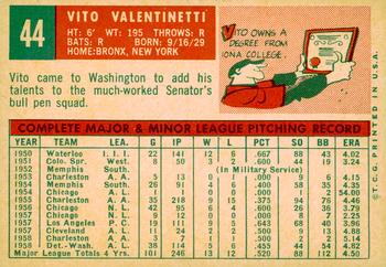 2008 Topps Heritage - 50th Anniversary Buybacks #44 Vito Valentinetti Back