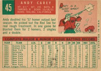 2008 Topps Heritage - 50th Anniversary Buybacks #45 Andy Carey Back