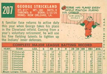 2008 Topps Heritage - 50th Anniversary Buybacks #207 George Strickland Back