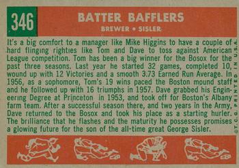 2008 Topps Heritage - 50th Anniversary Buybacks #346 Batter Bafflers (Tom Brewer / Dave Sisler) Back