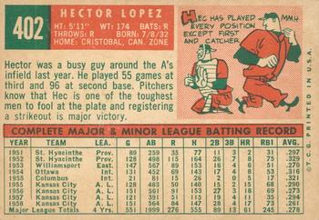 2008 Topps Heritage - 50th Anniversary Buybacks #402 Hector Lopez Back