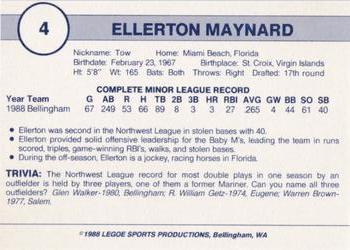 1988 Legoe Bellingham Mariners #4 Ellerton Maynard Back