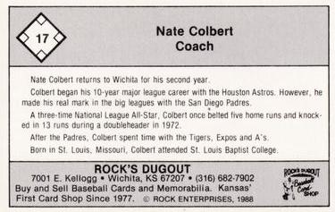 1988 Rock's Dugout Wichita Pilots #NNO Nate Colbert Back