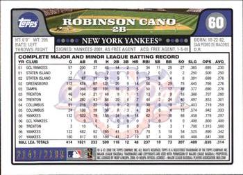 2008 Topps Opening Day - Gold #60 Robinson Cano Back