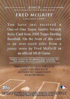 2008 Topps Sterling - Super Jumbo Patch #JS-FMC20 Fred McGriff Back