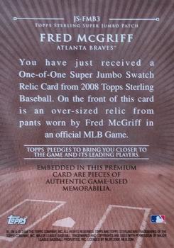 2008 Topps Sterling - Super Jumbo Patch #JS-FMB3 Fred McGriff Back
