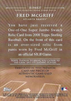 2008 Topps Sterling - Super Jumbo Patch #JS-FMB27 Fred McGriff Back