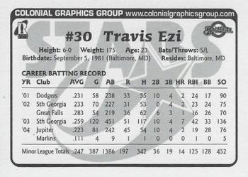 2005 Huntsville Stars Team Issue #NNO Travis Ezi Back