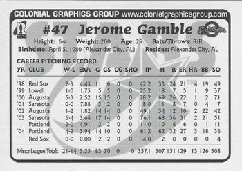 2005 Huntsville Stars Team Issue #NNO Jerome Gamble Back