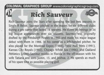2005 Huntsville Stars Team Issue #NNO Rich Sauveur Back