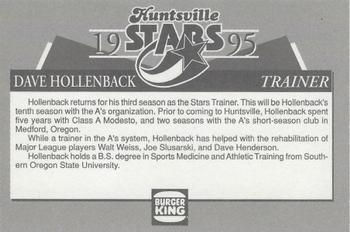 1995 Burger King Huntsville Stars #NNO Dave Hollenback Back