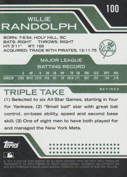 2008 Topps Triple Threads - Emerald #100 Willie Randolph Back