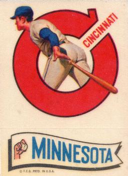 1974 Topps Action Emblem Stickers #NNO Cincinnati Reds / Minnesota Twins Front