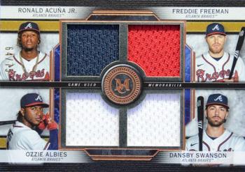2020 Topps Museum Collection - Four-Player Primary Pieces Quad Relics Copper #FPR-AFAS Ozzie Albies / Freddie Freeman / Ronald Acuña Jr. / Dansby Swanson Front