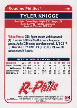 2012 Grandstand Reading Phillies Update #NNO Tyler Knigge Back