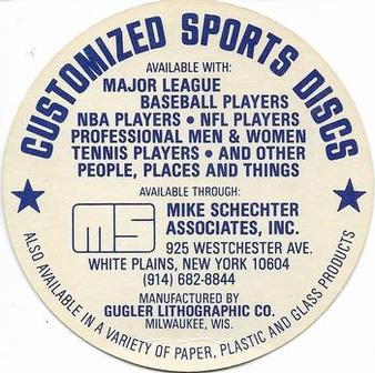 1977 MSA Customized Sports Discs #NNO Rick Monday Back