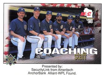 1998 Milwaukee Brewers Police - SecurityLink from Ameritech & AnchorBank & Alliant-WPL Foundation #NNO Coaching Staff Front