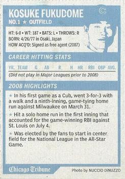 2008 Chicago Tribune Cubs and White Sox #NNO Kosuke Fukudome Back