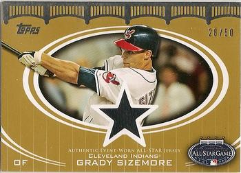 2008 Topps Updates & Highlights - All-Star Stitches Gold #AS-GS Grady Sizemore Front