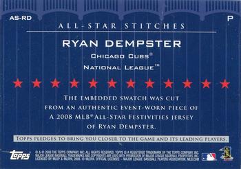 2008 Topps Updates & Highlights - All-Star Stitches Gold #AS-RD Ryan Dempster Back