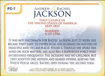2008 Topps Updates & Highlights - First Couples #FC-7 Andrew Jackson / Rachel Jackson Back