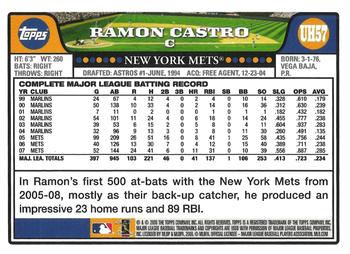 2008 Topps Updates & Highlights - Gold Foil #UH57 Ramon Castro Back