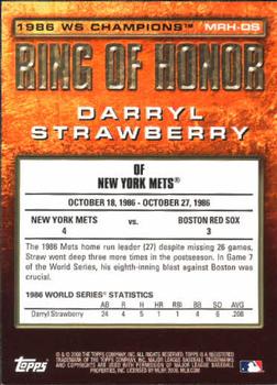 2008 Topps Updates & Highlights - Ring of Honor: 1986 New York Mets #MRH-DS Darryl Strawberry Back