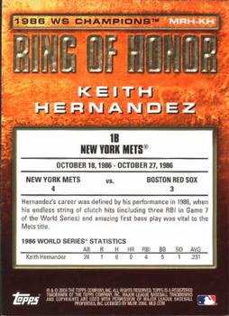 2008 Topps Updates & Highlights - Ring of Honor: 1986 New York Mets #MRH-KH Keith Hernandez Back