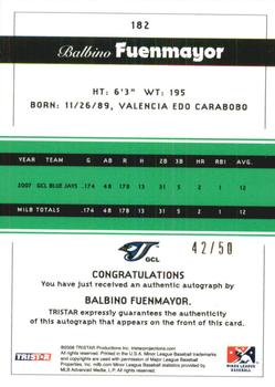 2008 TriStar PROjections - Autographs Green #182 Balbino Fuenmayor Back