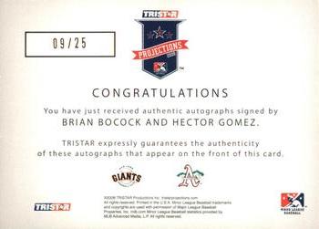 2008 TriStar PROjections - GR8 Xpectations Autographs Dual Yellow #BG Brian Bocock / Hector Gomez Back