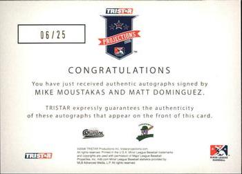 2008 TriStar PROjections - GR8 Xpectations Autographs Dual Yellow #MD Mike Moustakas / Matt Dominguez Back