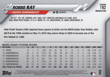 2020 Topps Chrome - Pink Refractor #192 Robbie Ray Back