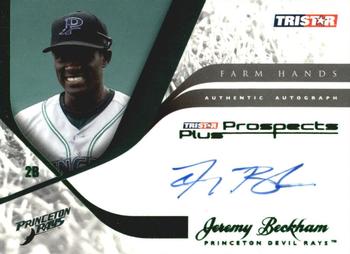 2008 TriStar Prospects Plus - Farm Hands Autographs Green #FHJB Jeremy Beckham Front