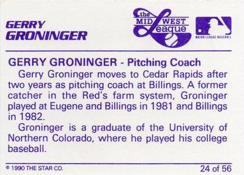 1989 Star Midwest League All-Stars #24 Gerry Groninger Back