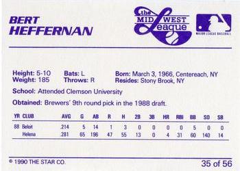 1989 Star Midwest League All-Stars #35 Bert Heffernan Back