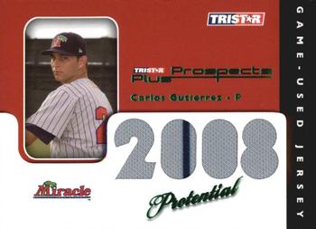 2008 TriStar Prospects Plus - PROtential Game Used Green #PCG Carlos Gutierrez Front