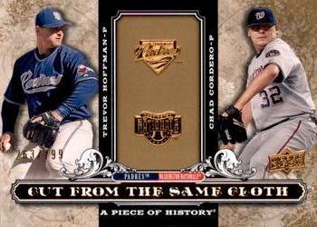 2008 Upper Deck A Piece of History - Cut From the Same Cloth #CSC-CH Trevor Hoffman / Chad Cordero Front