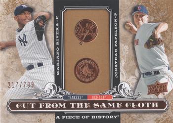 2008 Upper Deck A Piece of History - Cut From the Same Cloth #CSC-MJ Mariano Rivera / Jonathan Papelbon Front